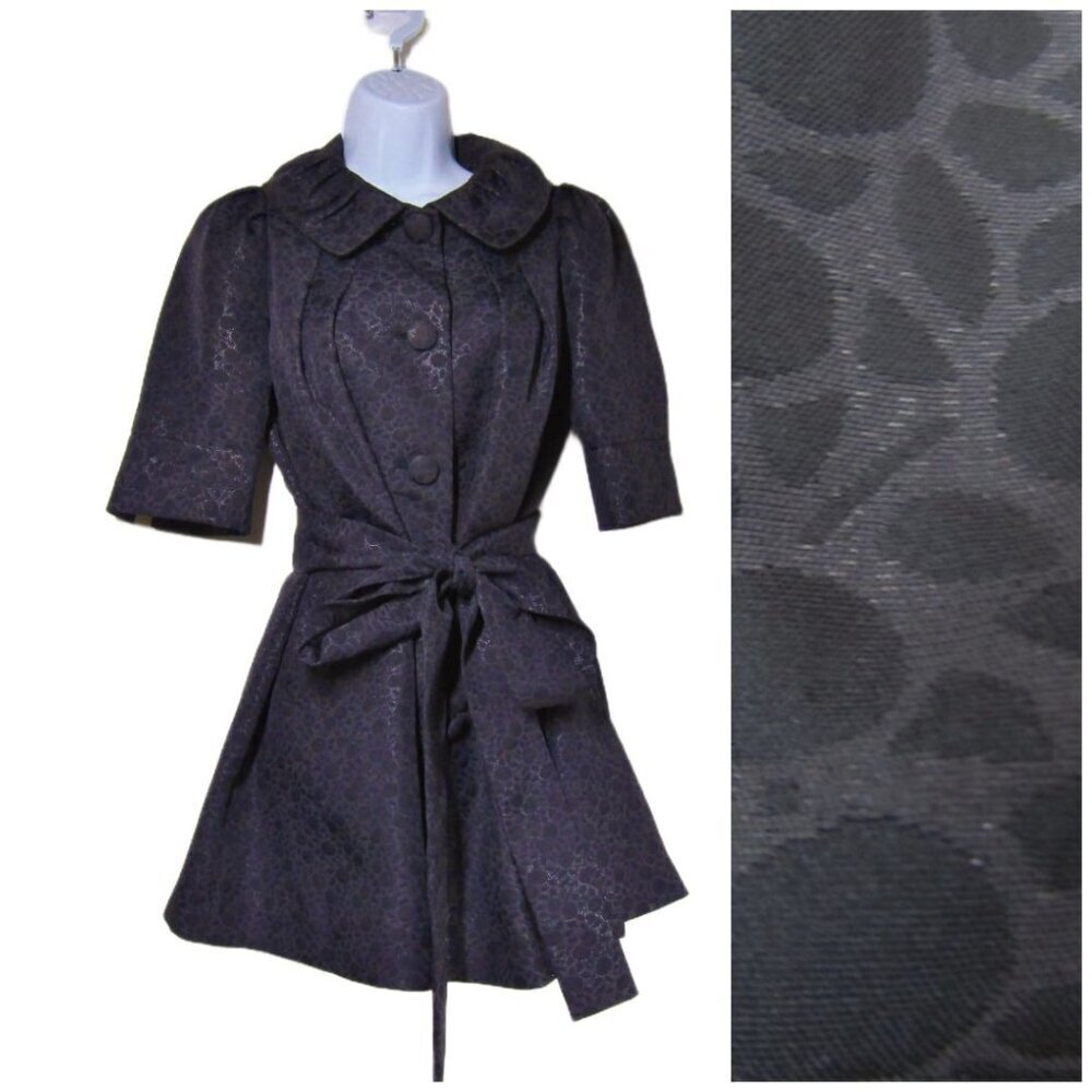 ANNA SUI Dolly Girl Twee Cottagecore Fairy  Purple Swing Japan Dress Coat 2 S